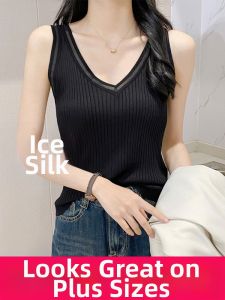 LUQIAN | Plus Size V-Neck Icy Silk Camisole Tank Top for Summer