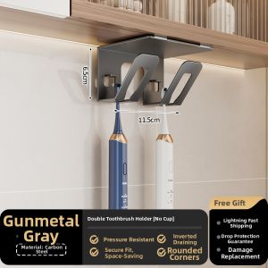 MOSHANG | No-Drill Wall-Mounted Under Mirror Cabinet Toothbrush Holder with Cup