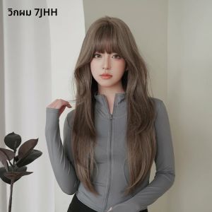 Routine วิกผมยาวตรงสีเทาสีน้ําตาลวิกผมกับ Bangs สังเคราะห์ความหนาแน่นสูง Layered วิกผมสีน้ําตาลเย็นสําหรับผู้หญิง Daily Party