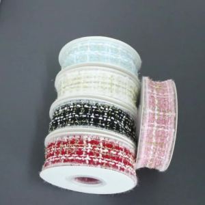 5yards/lot 4cm Polyester Tweed Plaid Ribbons Frayed Edge Woven Tape for DIY Bows Hair Accessories Clothing Decor Accessories
