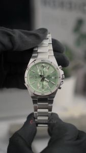 Jam Tangan Pria Casio Edifice Chronograph EFV-640D-3A Green Dial Silver Stainless Steel Strap