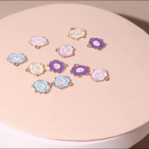 10 Chiếc 14*13mm Mạ Vàng Cừu Quyến Rũ Dễ Thương Men Trang Sức Làm Vật Dụng Cho Bông Tai Vòng Tay Dây Chuyền Phụ Kiện Handmade