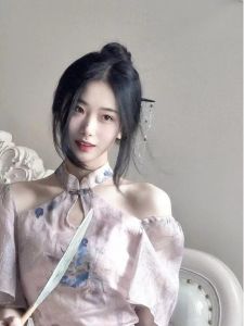 New Arrival Chinese Style Traditional Improved Cheongsam Womens Summer Short Sleeve Halterneck Dress Retro Puff Sleeve off-Shoulder Dress