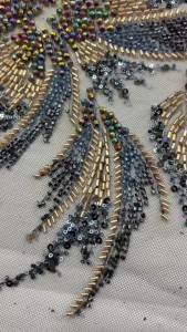 OLEVO | Wholesale Nigerian Beaded Lace Fabric 2026 Fashion French African Sequins Mesh Lace Fabric For Bridal Party Dress Sewing 5 Yards
