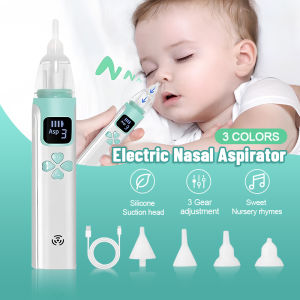 Electric Nasal Aspirator for Baby USB Rechargeable Baby Nasal Aspirator Soft Silicone Not Hurt Nose Neonatal Baby Care Sucker with Soothing Music and 3 Adjustable Levels