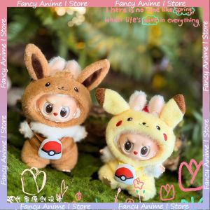 Kawaii Labubu Doll Clothes Cartoon Pikachu Eevee Outfit with Backpack for V1 V2 V3 Labubu DIY Clothing Fashion Doll Accessories