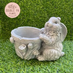 กระถางต้นไม้ปูนเคลือบเงาน้องกระต่าย ตกแต่งสวน-แต่งบ้าน กระถางปูนปั้นเคลือบเงาอย่างดี