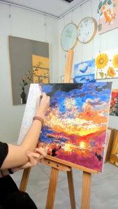 ใหม่ ระบายสีตามตัวเลข มีเฟรมไม้ให้ 40x50cm พร้อมส่ง รูปวาด ระบายสี ภาพชุด DIY ภาพวาดระบายสี ภาพระบายสีตามตัวเลข ของขวัญ