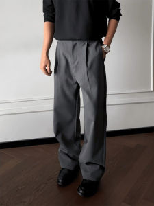LIUBU | Gray Stripe Pleated Wide Leg Pants