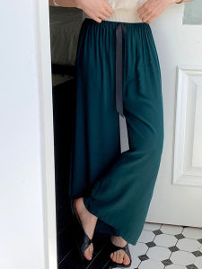 กลางเอวฤดูร้อนผ้าฝ้ายชุดนอนกางเกงผู้หญิงข้อเท้า-ความยาวหลวม Fit Casual Homewear One ชิ้นยาง Band กระเป๋าที่กระโปรงผู้หญิง