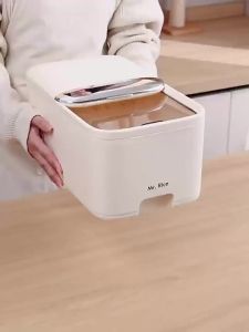 10KG Rice Storage Box Home with Lid Insect Proof Moisture Proof Rice Box Grain Sealed Jar Kitchen Container Storing Dry Grain