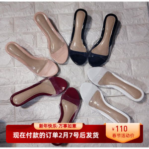 Summer New Arrival Wedge Transparent Slippers Womens Mid Heel Platform Peep-Toe Slippers Low Heel Comfort and Casual Crystal Shoes