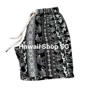 (Bigsize 120kg) Quần short thổ cẩm con voi nam nữ Vải lanh mát mẻ túi sâu rộng. Quần short du lịch mặc nhà
