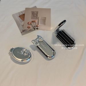 Portable Silver Acrylic Comb Compact Foldable Mirror Integrated Ladies Special Use Personal Care Cleaning Tool Family Goods