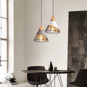 Chandelier Minimalist creativity Ceiling light Wooden Conical Hanging Bedroom chandelier Dining Room lamp