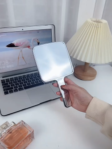 Makeup Mirror Rectangular Portable Hand-held Square Handle Mirror Small Mirror