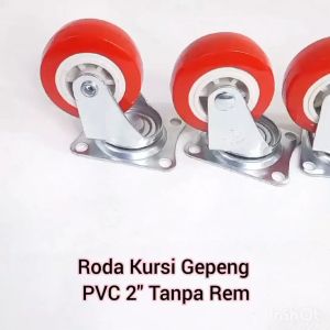 Roda Kursi Gepeng Merah PVC Roda Caster Kaster Castor Wheel Roda Troly Gerobak Etalase Tebal Harga Per Set 4 Buah Ukuran 2 inch