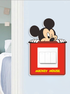 การ์ตูน สวิตช์กรอบฝาครอบผนังสติกเกอร์ป้องกันสวิตช์ไฟตกแต่งรูปลอกผนังฝาครอบซ็อกเก็ตที่ทันสมัยเรียบง่าย