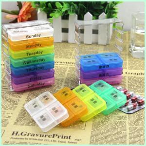 Portable 28 Grids One Week Drawer Medicine Separating Box Elderly Reminder Seven Days Plastic Travel Portable Small Medicine Box Storage Box
