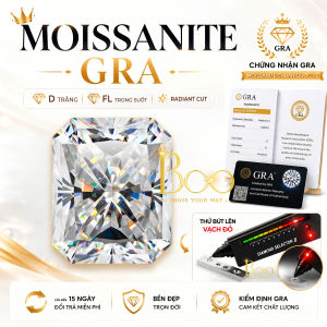 (Radiant) Kim Cương Moissanite Màu Trắng Nước D Độ Sạch: FL (Trong suốt) Kèm Kiểm Định GRA