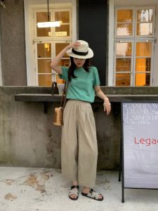 กางเกงทรงบานสไตล์ญี่ปุ่น ทรงเอวสูง ทรงหลวม กางเกงขายาวทรงบาน ทรงเอวสูง ทรงหลวม ทรงเอวสูง กางเกงขายาวทรงบาน