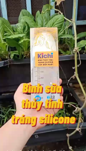 Bình sữa thủy tinh cổ rộng tráng silicone Kichilachi dung tích 150ml - 240ml núm vú siêu mềm chống sặc chống đầy hơi cho bé (Không BBA) bình sữa cảm ứng nhiệt