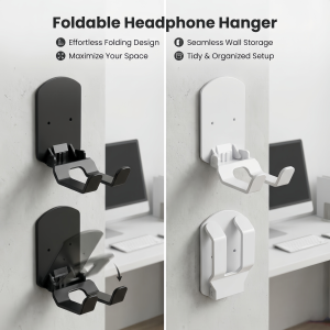 Self Adhesive Foldable Headphone Hanger Wall Mount Game Controller Stand No Drill Earphone Holder Organizer For Gaming Room