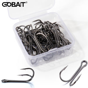 GOBAIT 10-20Pcs Double Fishing Hook Carbon Steel Crank Barbed Anti-snagging Hooks Soft Lure Kit Tackle Box Pesca Twin Fishhooks