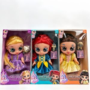 xb Fashion Musical Princess Vinyl Doll 5D Eyes Dress‑Up Doll Toy With Pet Figure bx