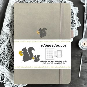 Tạp Chí A5 Có Trang Được Đánh Số Sổ Tay Có Lưới Chấm Bằng Da PU Giấy Dày 160gsm Giấy Màu Kem Dành Cho Ý Tưởng Bujo Màu Xám