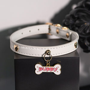 Cute Puppy Pendant Chocker Bone Necklace Original Design Fashion Jewelry PU Material Pet Accessories Lovely Dog Collar Chain