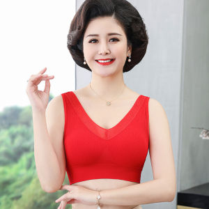 Ladieswear Vest Bra Women with Chest Pad Integrated Women Intimates Wireless Middle-Aged and Elderly Women Large Size Bra