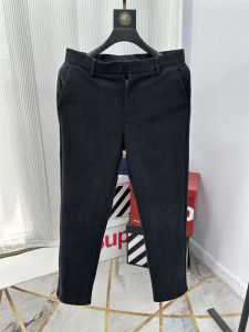 Mens Fashion Fleece Lined Thickened Straight Leg Corduroy Casual Pants Autumn Winter Warm Simple Matchings Leisure Trousers