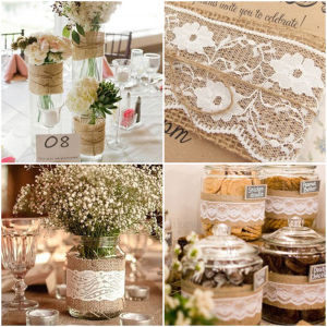 E.B. 2m Handmade Decorations Linen Volume Burlap Ribbon Cloth Roll Lace DIY Manual Accessories