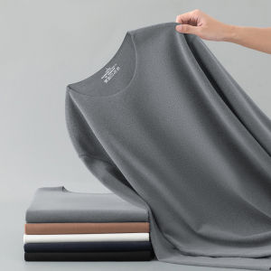 Mens Thermal Double-sided Fleece Seamless Long Sleeve round Neck Thermal Underwear Winter Warm Base Layer T-shirt Inner Wear