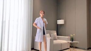 Lab Coat / White coat-short sleeve/Doctor uniform/Doc coat S-XXXL button cuffs All Size