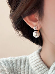 Elegant Pure Silver Pearl Stud Earrings Double Wear Unique Design Fashionable Jewelry Accessory for Women out Winter 2023