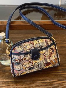 North Bag Summer New Canvas Cartoon Bear Mobile Phone Bag Fashionable Double Layer Single Shoulder Slant Cross Bag Casual Style