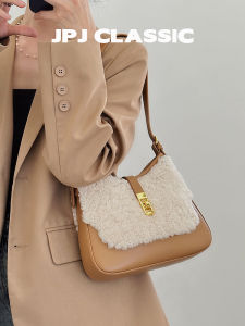 jpj | กระเป๋าสะพายข้างแบบทับศีรษะแบบลำลองสำหรับผู้หญิงในฤดูใบไม้ร่วงปี 2023 กระเป๋าสะพายข้างแบบสะพายข้างผ้าขนสัตว์ที่อเนกประสงค์สำหรับเดินทาง