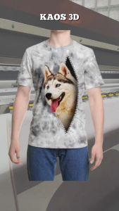 Kaos 3D 3 Dimensi Zipper Husky Head Premium Bangkok Thailand