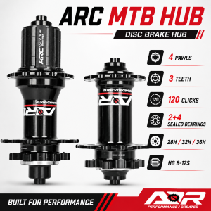 ARC MTB Hub 4 Pawls 3 Teeth 120 Clicks Mountain Bike Hub Front 2 Rear 4 Sealed Bearing Disc Brake Hub 28H 32H 36H HG 8-12 Speed