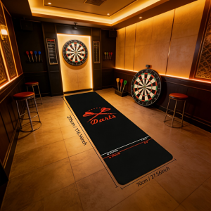 VIKAMA Red Black Dart Mat with Crossed Darts Print Anti Slip Floor Protector Mat for Steel Tip Dartboard Use