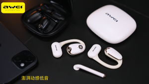 TZ9 OWS Wireless Earphones with Microphone Bluetooth 5.3 Open Ear Ear Hook Earbuds with mouthpiece HiFi Stereo Noise Cancellation IPX4 Waterproof Earpiece with Detachable Label Pole for Singing Live Steams