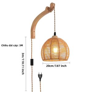 Đèn Tường Mây Tre Đan Kiểu Nhà Nông Đèn Gắn Tường Bằng Mây Đan Thủ Công Đèn LED Mộc Mạc Cho Phòng Khách Phòng Ngủ - Đèn Chiếu Sáng Thân Thiện Với Môi Trường