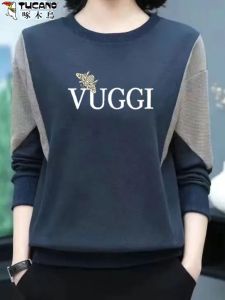 เสื้อสเวตเตอร์คอกลมพิมพ์ลายคอตตอนแท้ TUCANO สำหรับผู้หญิง ฤดูใบไม้ร่วง 2024 เสื้อเชิ้ตแขนยาวทรงหลวมๆ สไตล์ใหม่