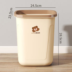 Large Capacity Kitchen Office Home Use Trash Can No Cover Press Ring Plastic Long Cylinder Shape Garbage Bin for Living Room Bathroom Bedroom Dormitory