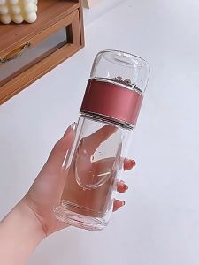 Tea Tumbler with Infuser | Double Layered Strong Tempered Glass |