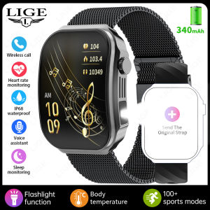LIGE | LIGE New 2.2 HD Screen Smart Watches 100+ Sports Modes Thermometer Heart Rate Monitor Watch 3D Curved Surface Smartwatch Women