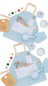 Hntob 18pcs Gift 3Y+ Wooden Kitchen Playset Kids Cooking Set Pretend Play Educatinal Toy Toys