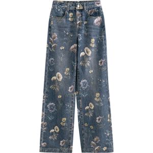 Toyouth | Patterned Wide Leg American Style Jeans Women